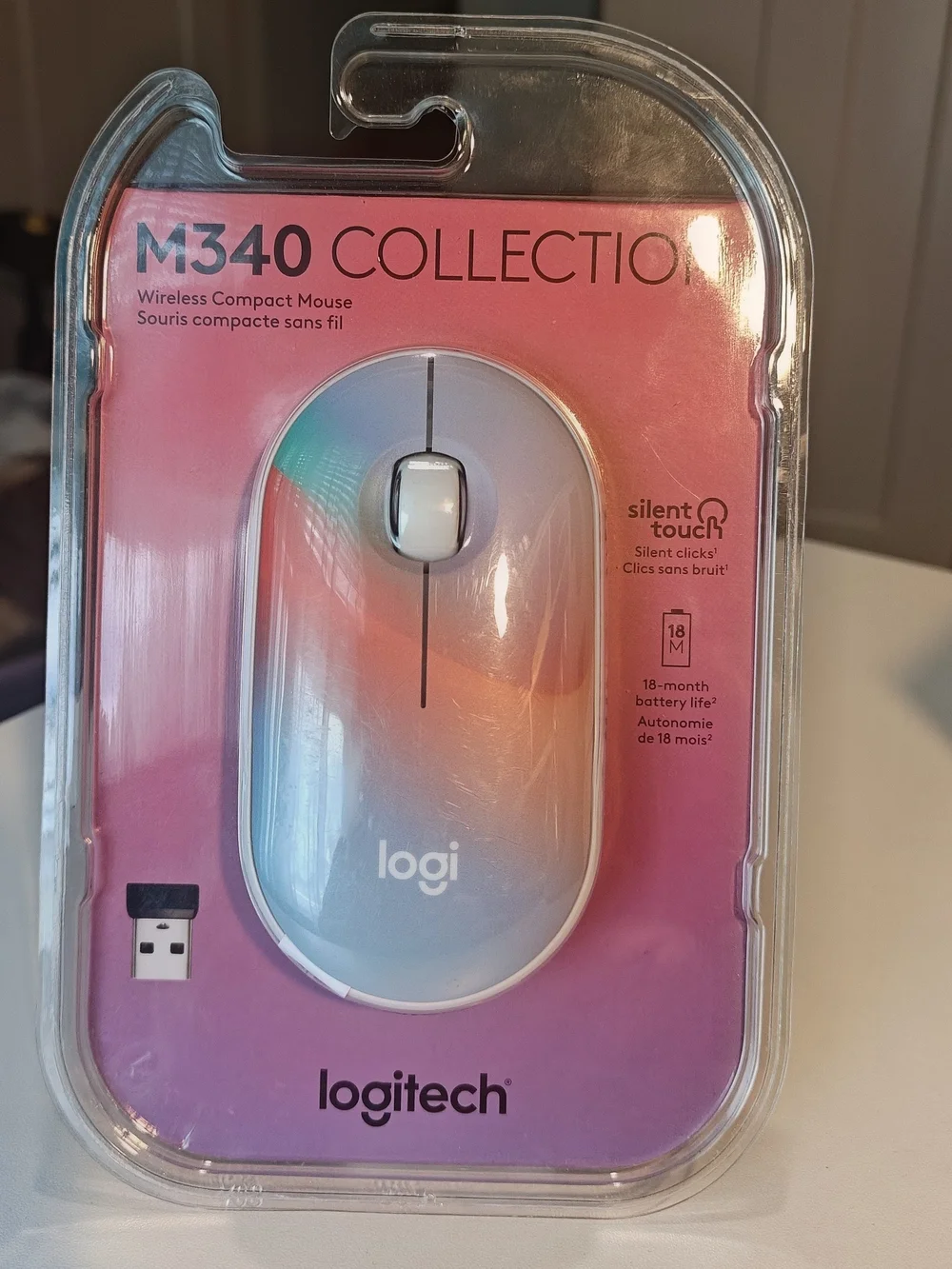 Logitech M340 Wireless Mouse - Gradient Rainbow with White Trim